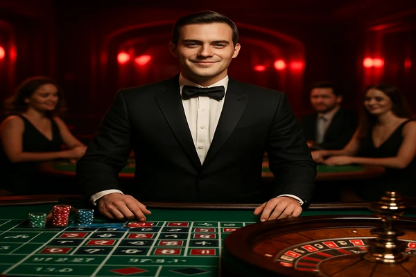 একজন পুরুষ অনলাইন গেমে জয় উদযাপন করছেন; চারপাশে গেমিং প্রতীকগুলো ভাসমান অবস্থায় রয়েছে